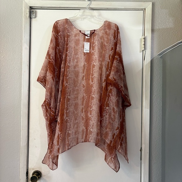 Sheer Boho Kimono Snake Print Reptile Python Rust Gradient Vacation Resort - Picture 6 of 6